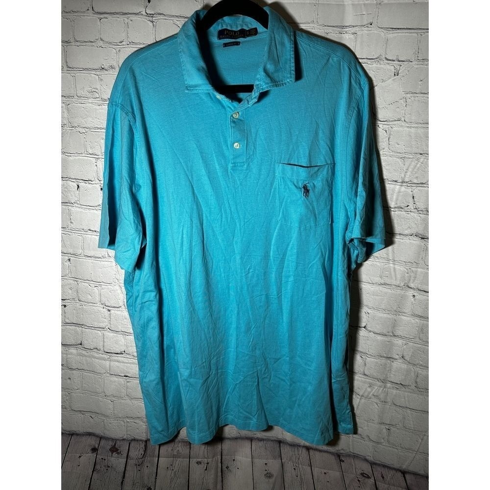 Polo Ralph Lauren Mens XL Classic Fit Turquoise Blue Short Sleeve Pocket Polo